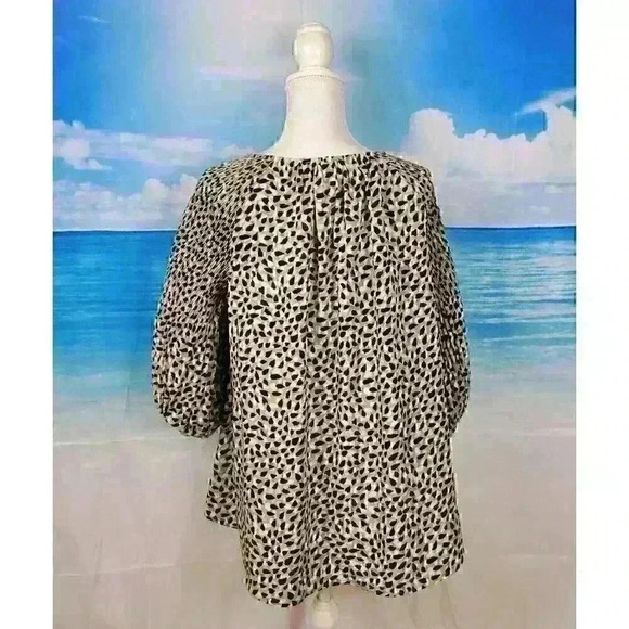 Anthropologie EASEL Animal Print GREEN/BLACK/WHITE Long Sleeve SEE MEASUREMENTS - Picture 9 of 14